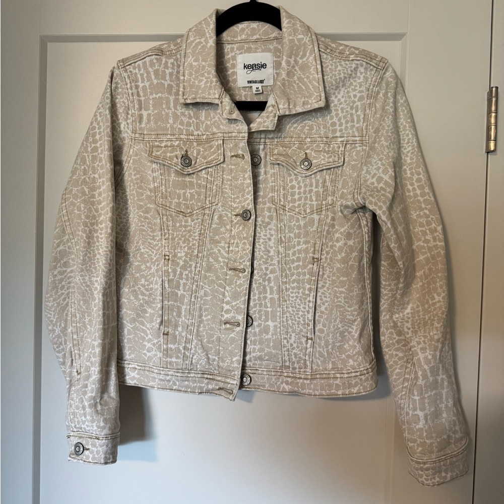 Kensie Cream Crocodile Pattern  Jean Jacket